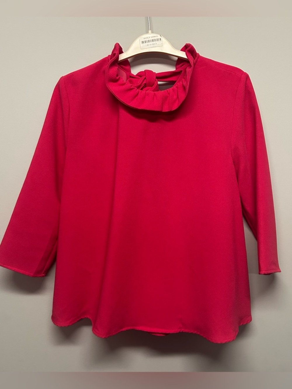 Ruffled Neck Long Sleeve Blouse - Bright Pink Tuckernuck